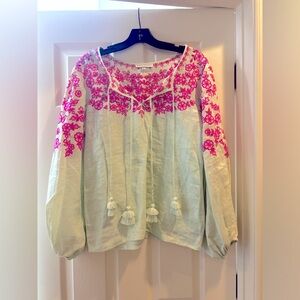 NWOT Karina Grimaldi Mint Green and Fuchsia Top